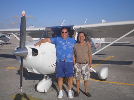 Larry Rizzo with student at Lantana airoprt.